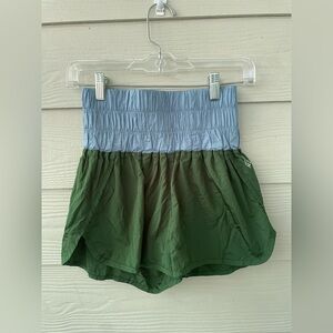 FP Movement by Free People Two-Tone Green and Blue Athletic Shorts